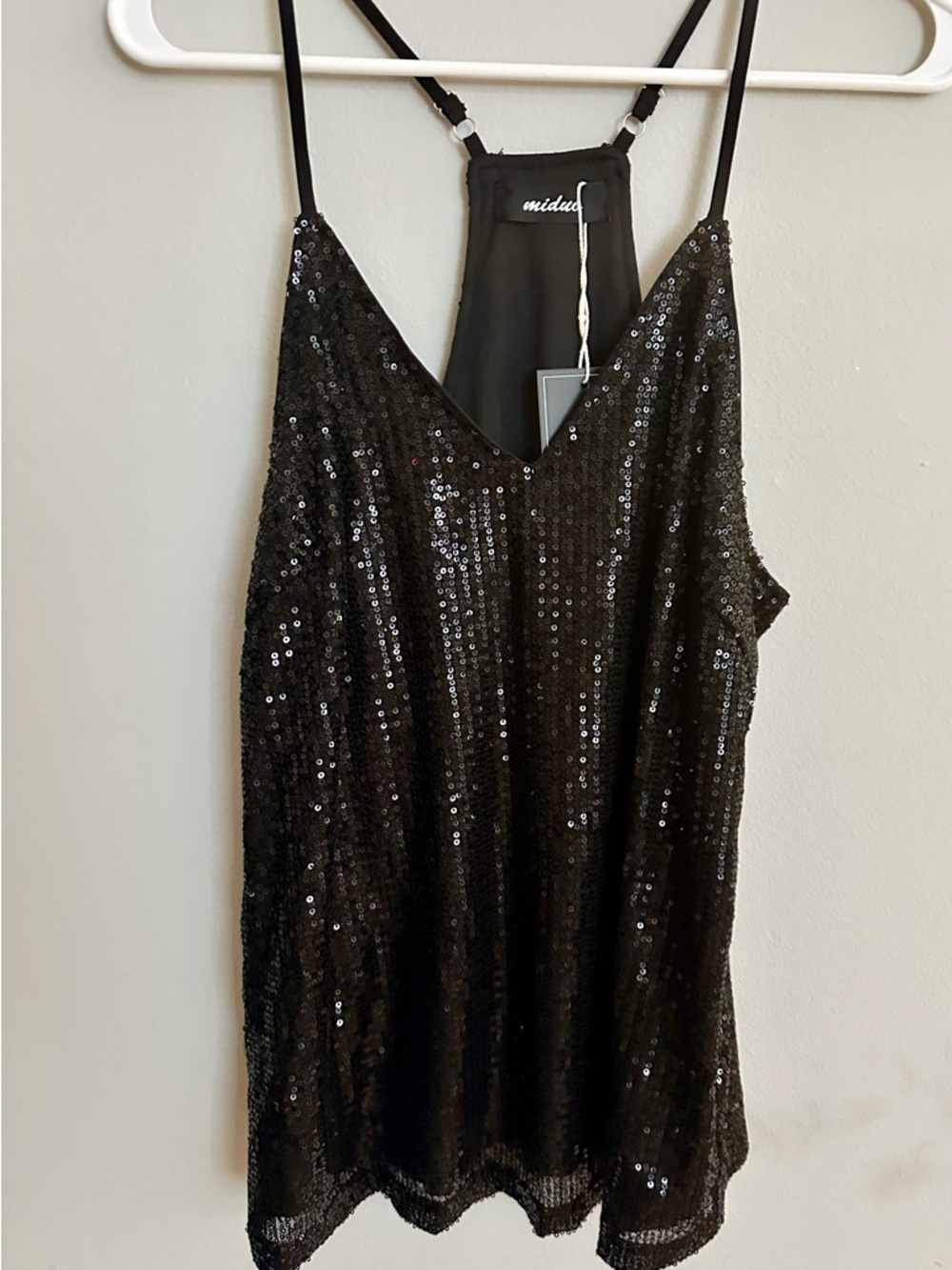 Black Sequin Camisole Tank